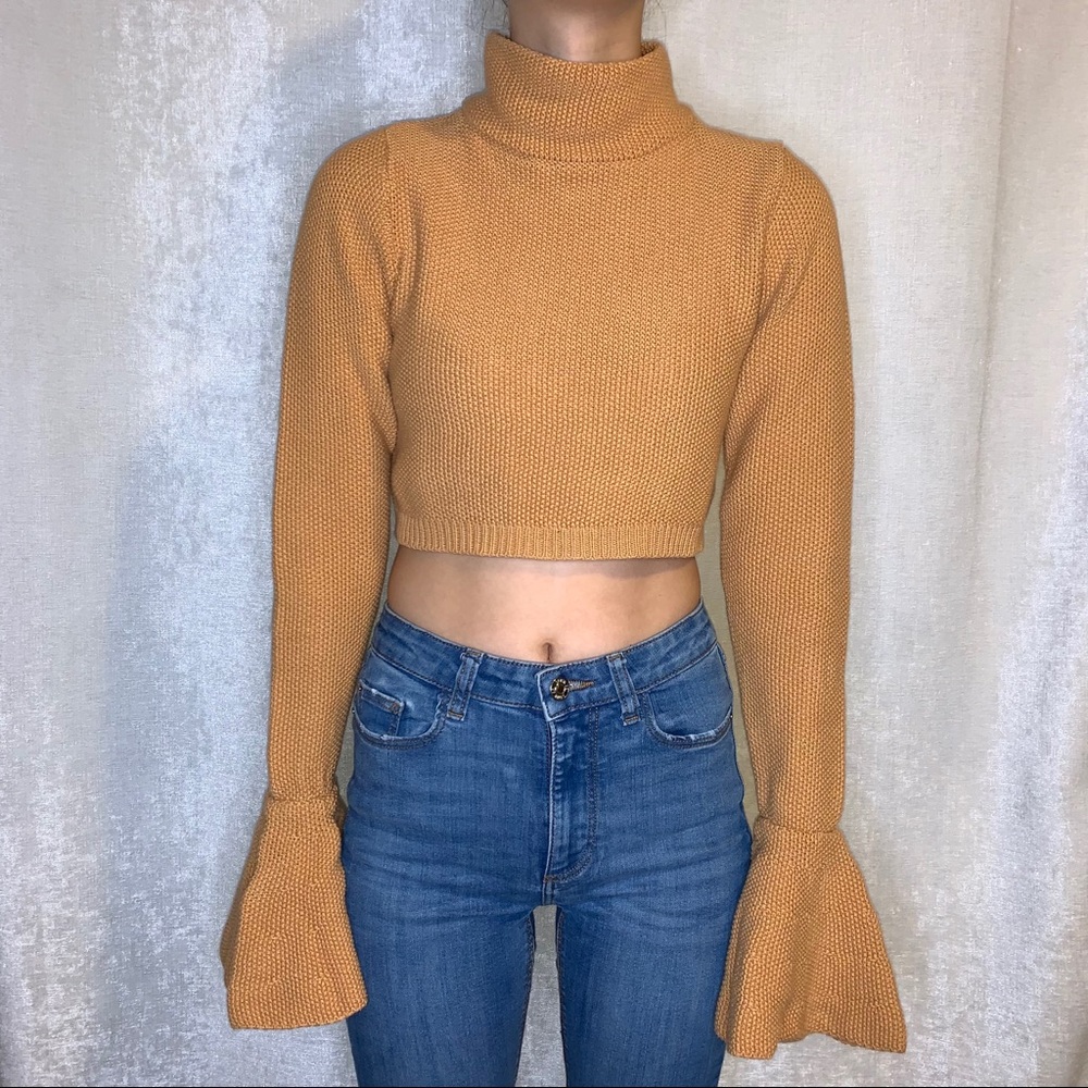 Sabo Skirt Cropped Yellow Bell Sleeve Sweater
